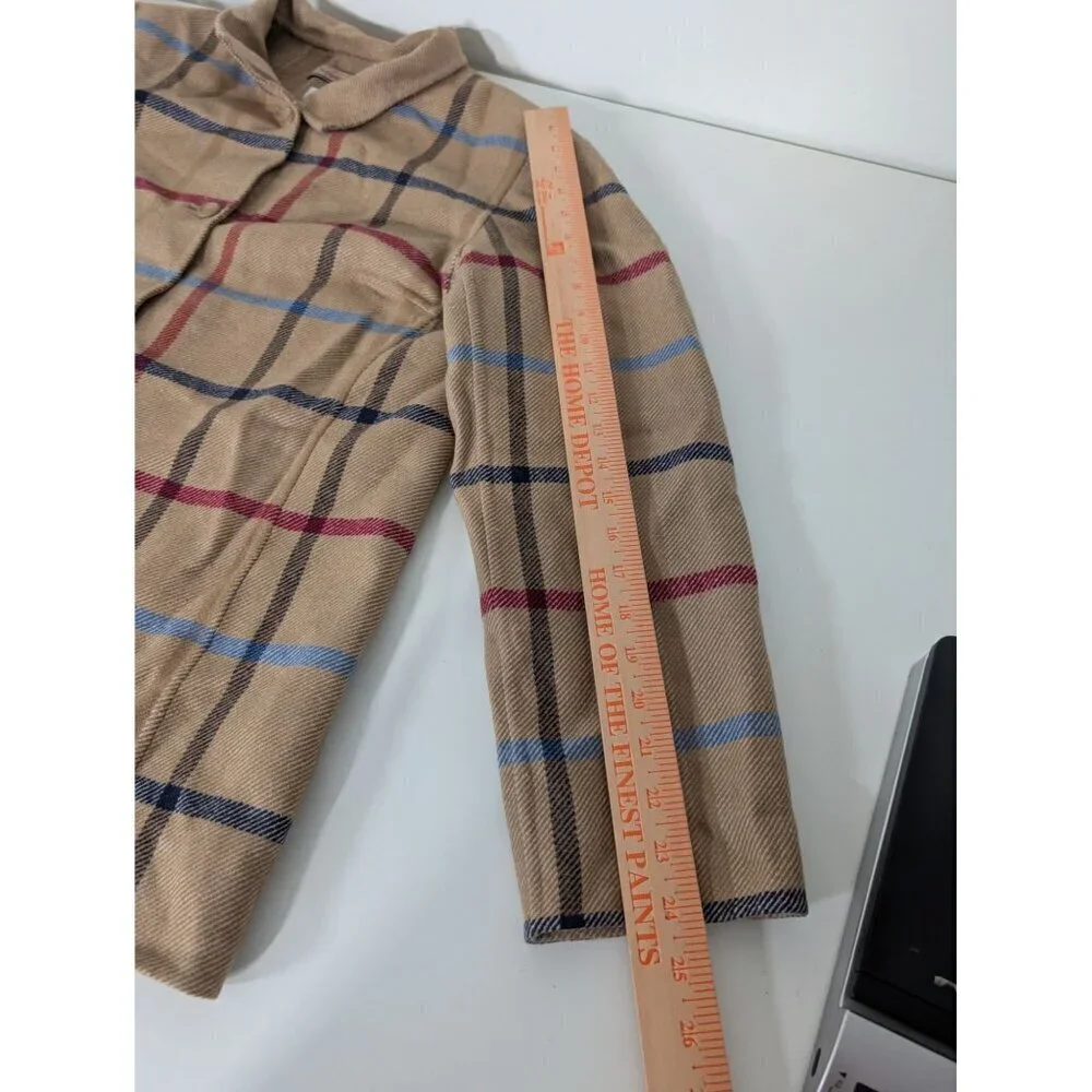 Pendleton Check Reversible Jacket Womens Size Large Beige Wool Blend Windowpane